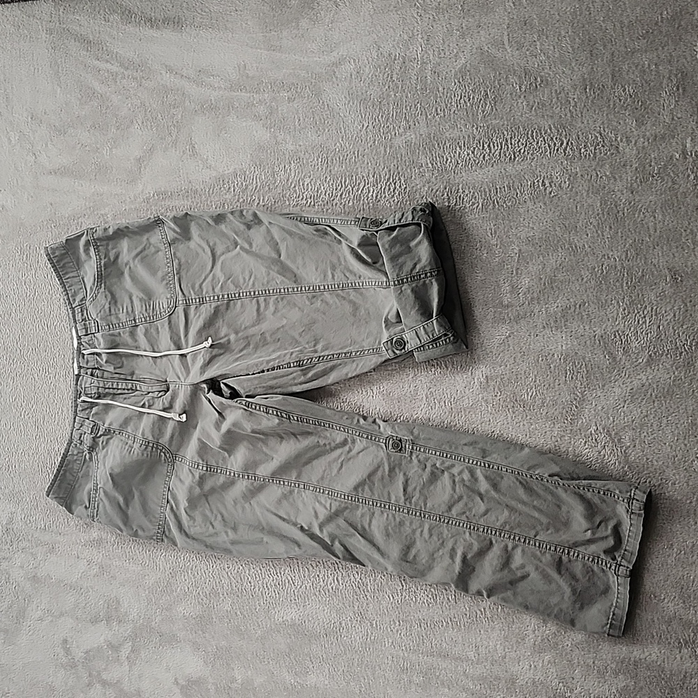 Northern Reflections Pants Women's 14P Capris Grey Ripstop Waist Tie Adjustable
